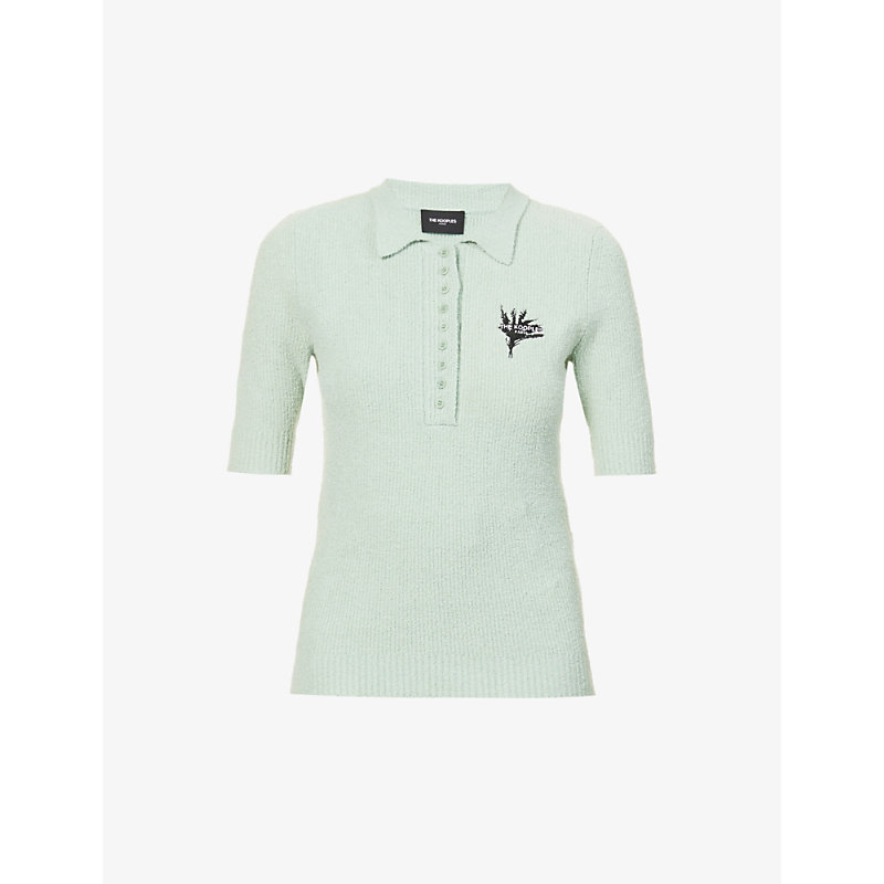 The Kooples Womens Grn07 Logo-embossed Cotton-blend Polo Shirt L