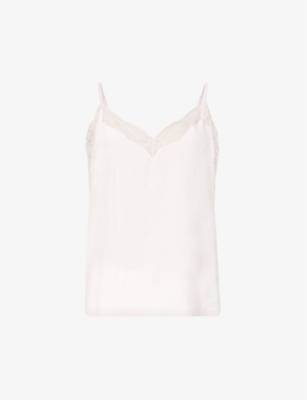 The Kooples Womens Pin02 Lace-trimmed Woven Camisole M
