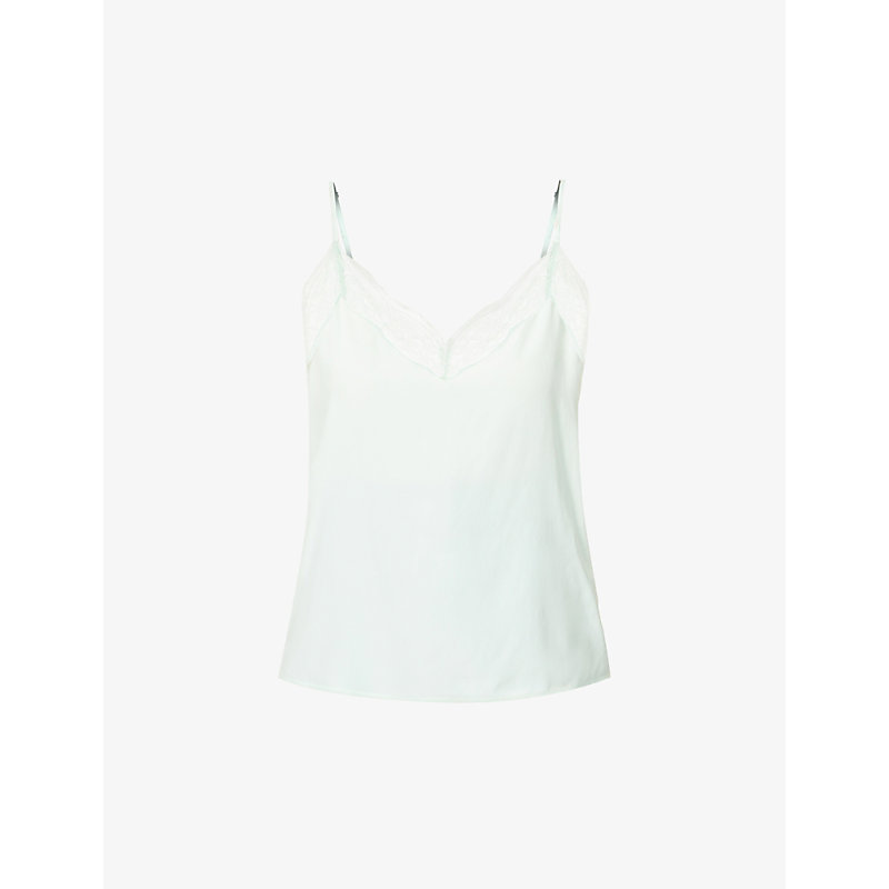 The Kooples Womens Grn07 Lace-trim Crepe Camisole S