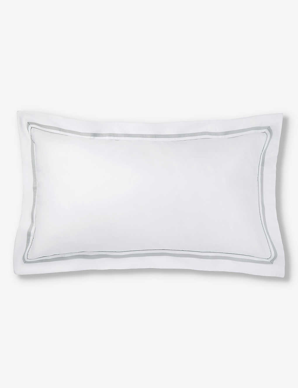 The White Company White Cavendish Breakfast Double-border Cotton Pillowcase 30cm X 50cm In White/silver