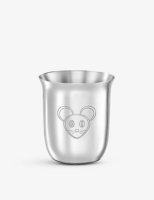 CARTIER: Baby mouse-engraved sterling silver tumbler