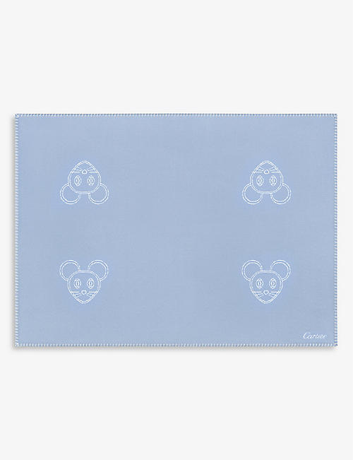 CARTIER: Cartier Baby mouse-embroidered cashmere and wool-blend blanket