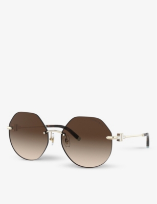 Shop Tiffany & Co Tf3077 Irregular-frame Metal Sunglasses In Gold