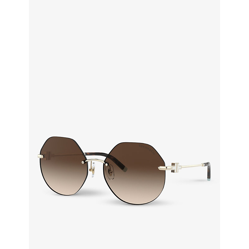 Shop Tiffany & Co Tf3077 Irregular-frame Metal Sunglasses In Gold