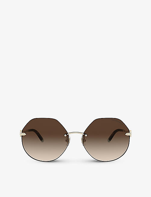 TIFFANY & CO: TF3077 irregular-frame metal sunglasses