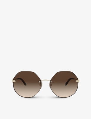 Tiffany & Co Tf3077 Irregular-frame Metal Sunglasses In Gold