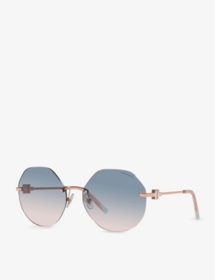 Shop Tiffany & Co Tf3077 Tiffany T Hexagonal-frame Acetate And Metal Sunglasses In Red