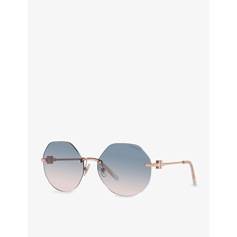 Shop Tiffany & Co Tf3077 Tiffany T Hexagonal-frame Acetate And Metal Sunglasses In Red