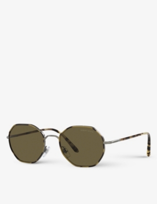 Shop Giorgio Armani Women's Grey Ar6112j Rectangular-frame Acetate And Metal Sunglasses