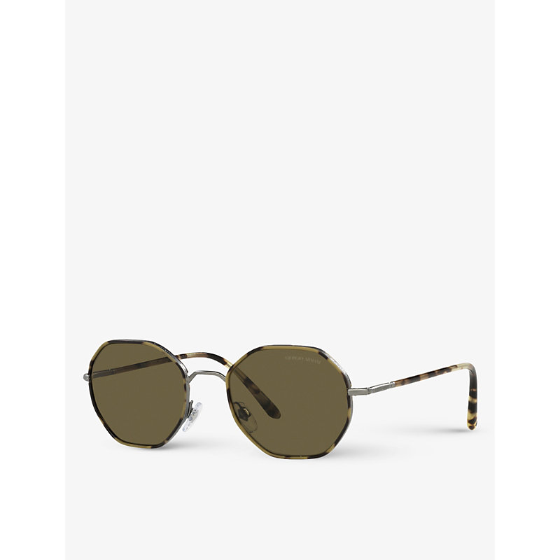 Shop Giorgio Armani Women's Grey Ar6112j Rectangular-frame Acetate And Metal Sunglasses