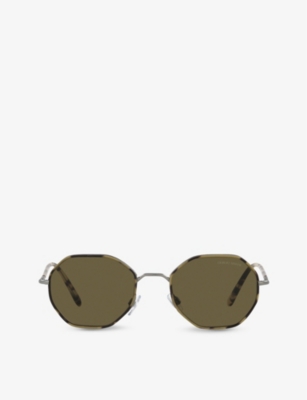 Giorgio Armani Ar6112j Rectangular-frame Acetate And Metal Sunglasses In Grey