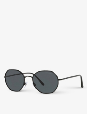 Giorgio Armani Ar6112j Rectangular-frame Acetate And Metal Sunglasses In Black