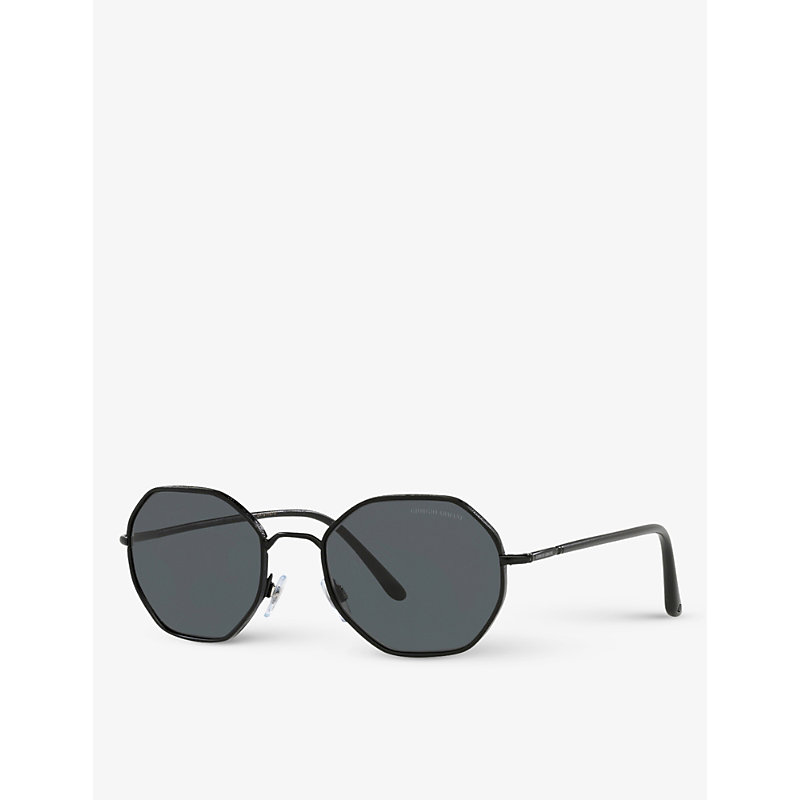 Shop Giorgio Armani Women's Black Ar6112j Rectangular-frame Acetate And Metal Sunglasses