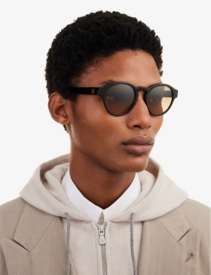 Giorgio Armani Mens Black Ar8146 Panthos-frame Bio-acetate And Crystal Sunglasses In Black