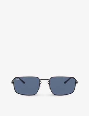 RAY-BAN: RB3669 rectangular-frame metal sunglasses