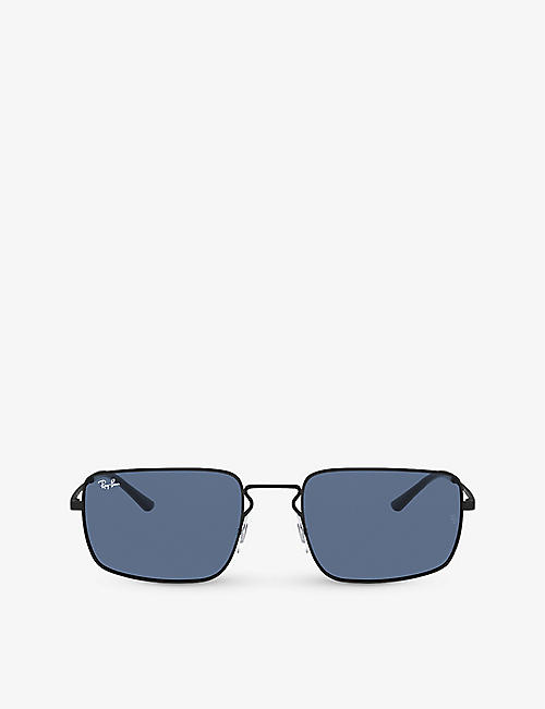RAY-BAN: RB3669 rectangular-frame metal sunglasses