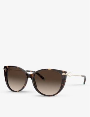 Shop Tiffany & Co Tf4178 Cat-eye Frame Acetate Sunglasses In Brown