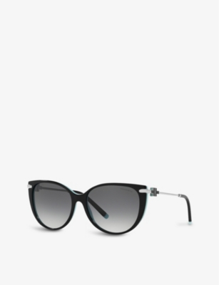 Shop Tiffany & Co Womens  Tf4178 Tiffany T Cat Eye-frame Acetate Sunglasses In Black