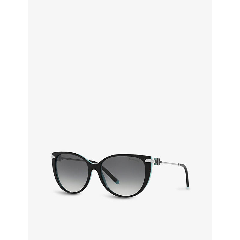 Shop Tiffany & Co Tf4178 Tiffany T Cat Eye-frame Acetate Sunglasses In Black
