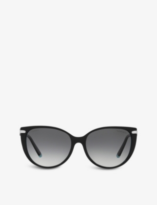 Shop Tiffany & Co Tf4178 Tiffany T Cat Eye-frame Acetate Sunglasses In Black