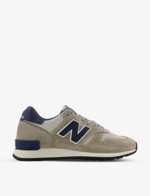 M670 branded suede and mesh trainers 