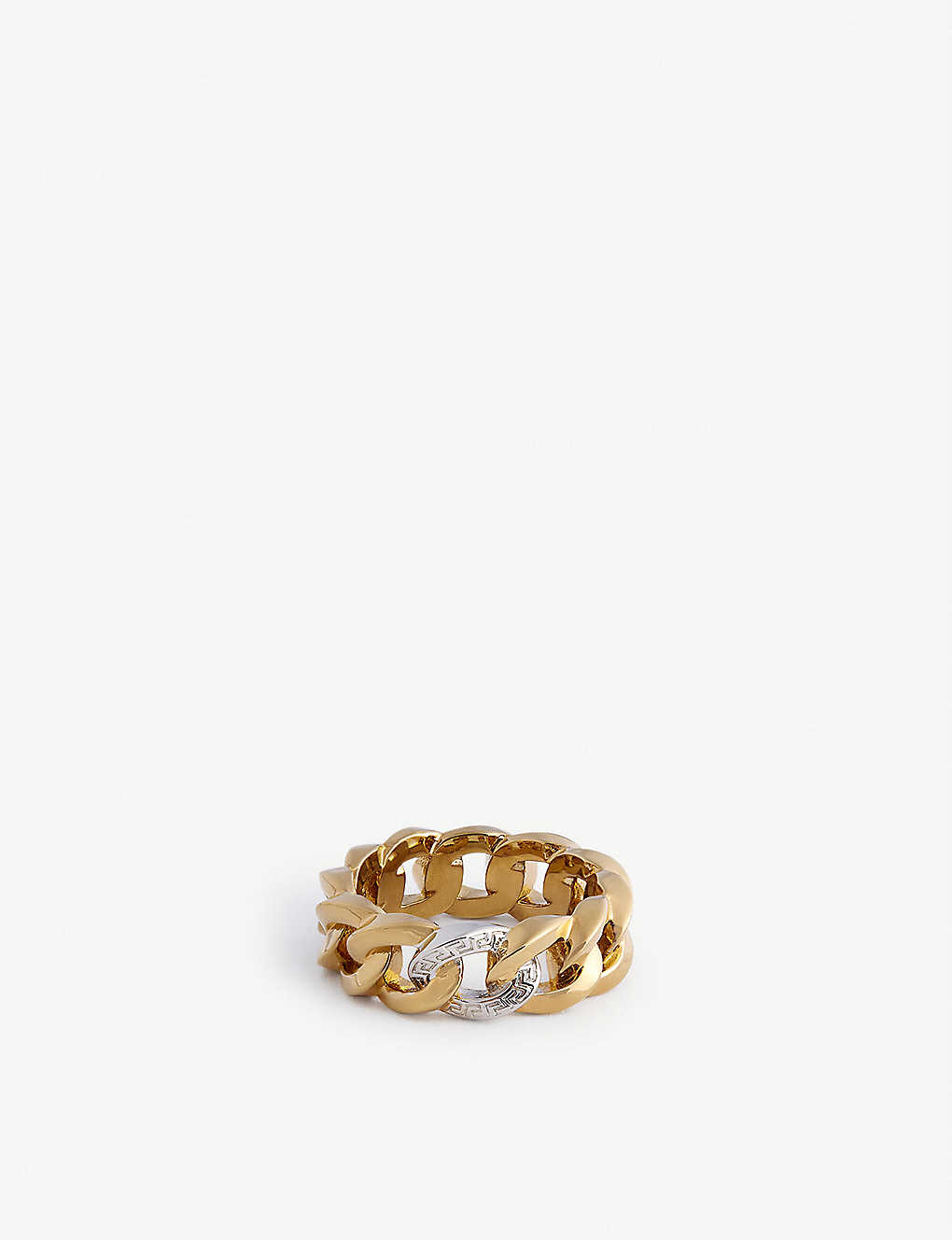 Versace Greek Key-embossed Chain-link Gold-tone Ring In  Gold Palladium