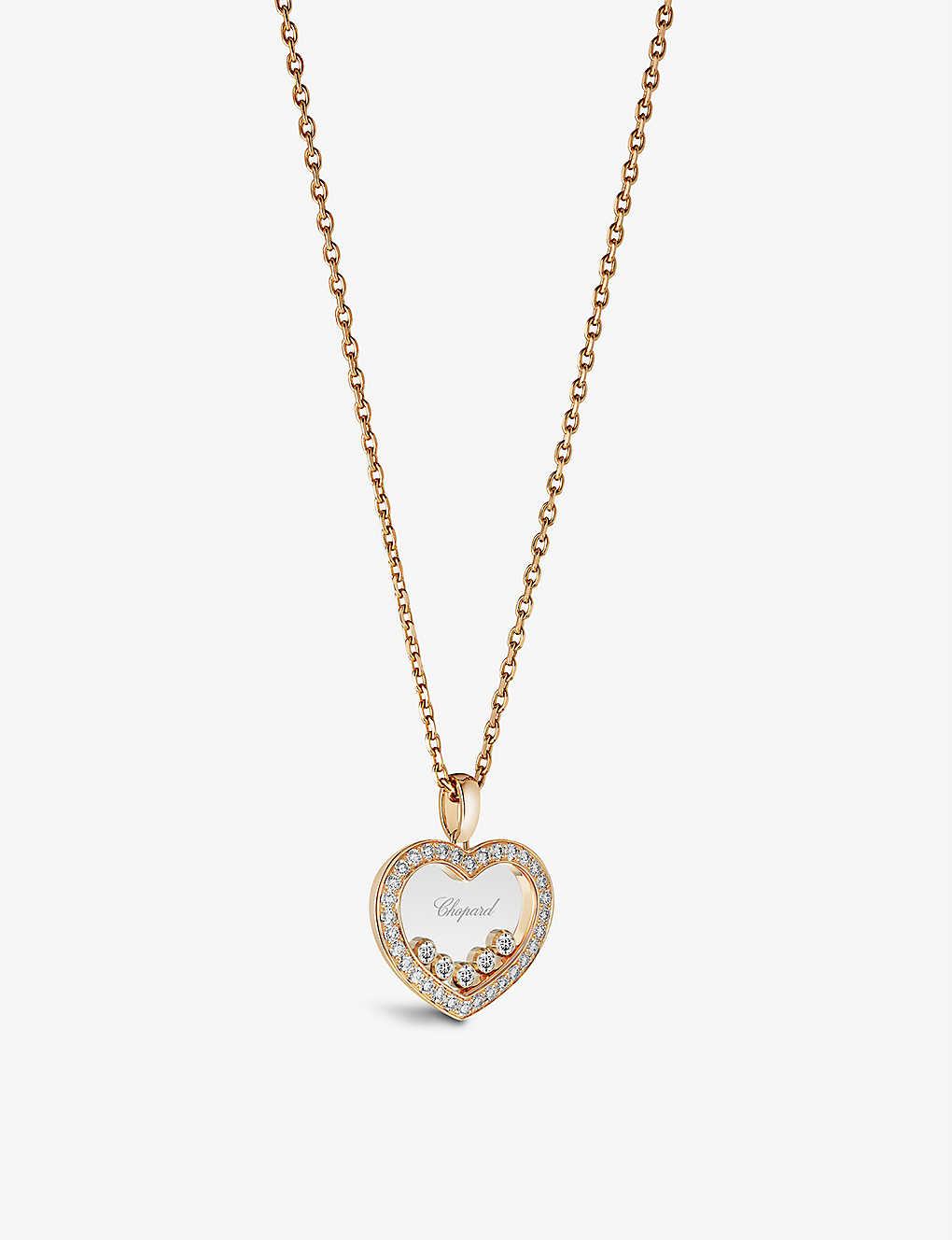 Chopard Womens Rose Gold Happy Diamonds 18ct Rose-gold And 0.73ct Brilliant-cut Diamond Necklace