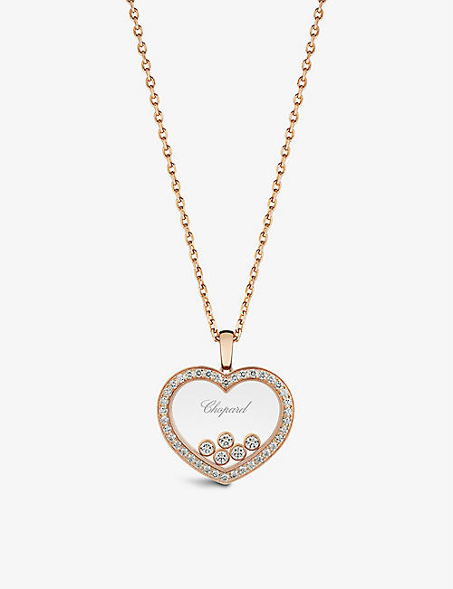CHOPARD: Happy Diamonds 18ct rose-gold and 1.24ct diamond pendant necklace