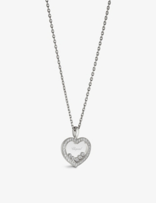CHOPARD: Happy Diamonds 18ct white-gold and 0.73ct round-cut diamond pendant necklace