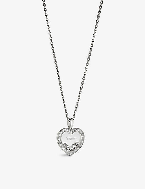 CHOPARD: Happy Diamonds 18ct white-gold and 0.73ct diamond pendant necklace