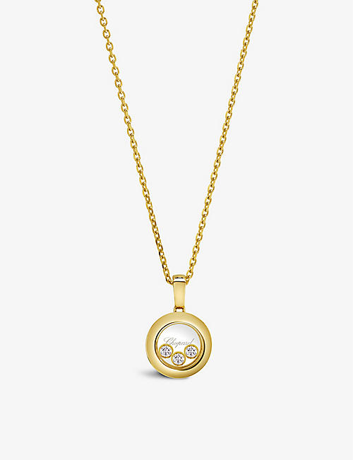 CHOPARD: Happy Diamonds 18ct yellow-gold and 0.15ct diamond pendant necklace