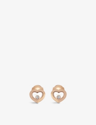 Chopard Happy Diamonds 18ct Rose-gold And 0.10ct Diamond Earrings In Rose Gold