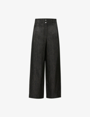 Stripe-print wide-le...