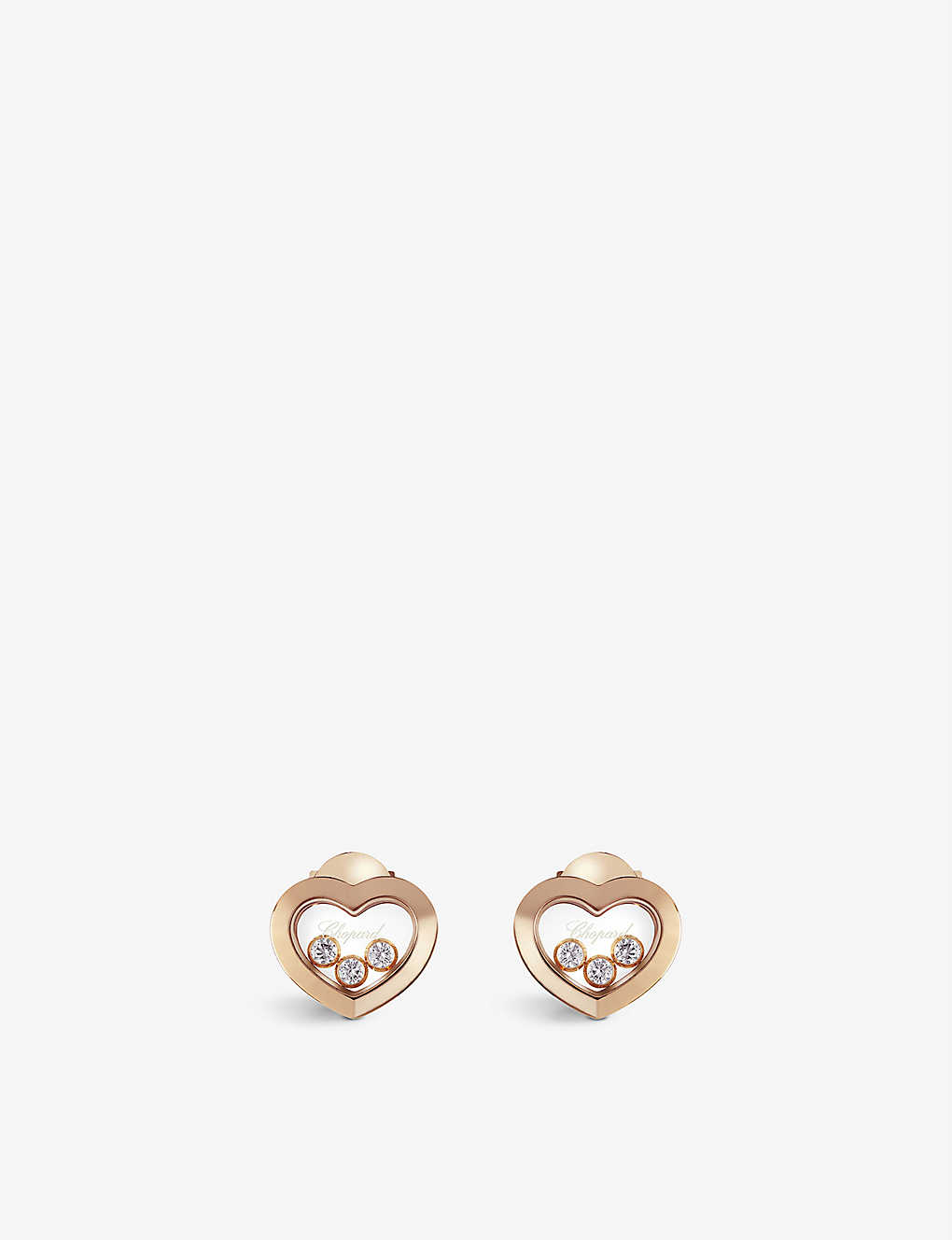 Chopard Happy Diamonds 18ct Rose-gold And Diamond Earrings In Rose Gold