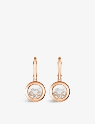 Chopard Happy Diamonds 18ct Rose-gold And Diamond Earrings In Rose Gold