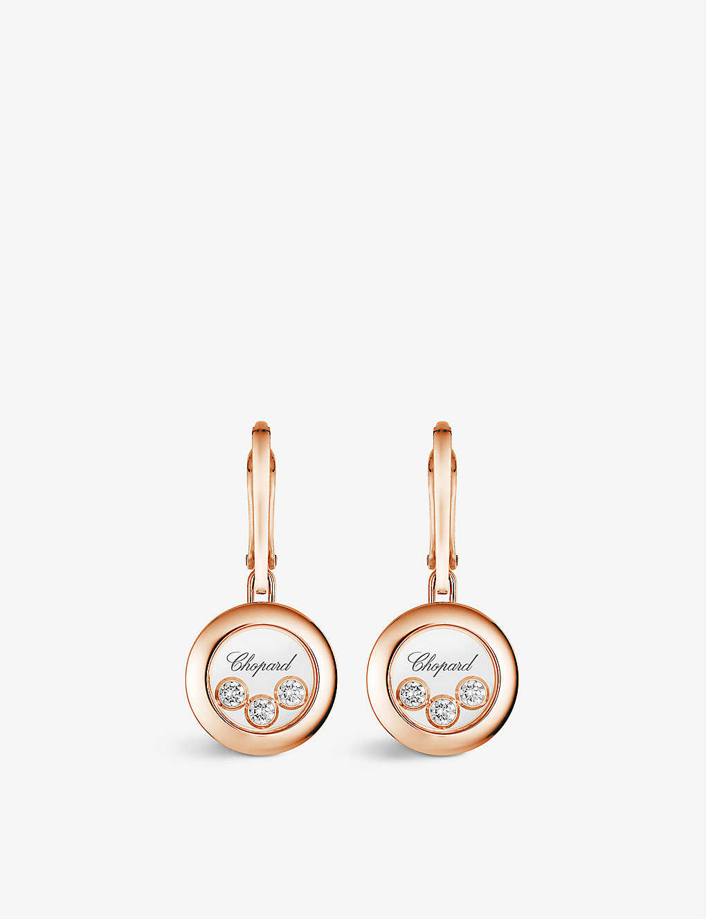 Chopard Happy Diamonds 18ct Rose-gold And Diamond Earrings In Rose Gold