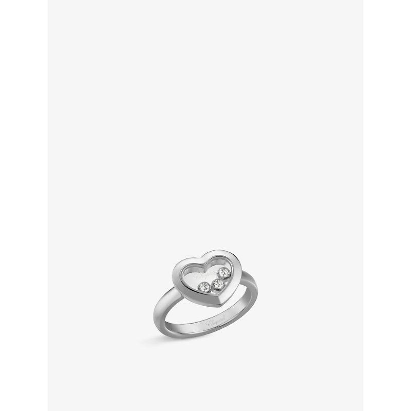 Shop Chopard Womens White Gold Happy Diamonds Icons 18ct White-gold And 0.15ct Diamond Ring