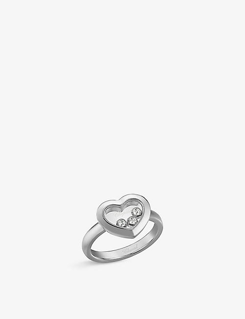 Chopard CHOPARD 0.08 CT HAPPY DIAMOND HEART FACE RING 18K WHITE GOLD size 6.75 