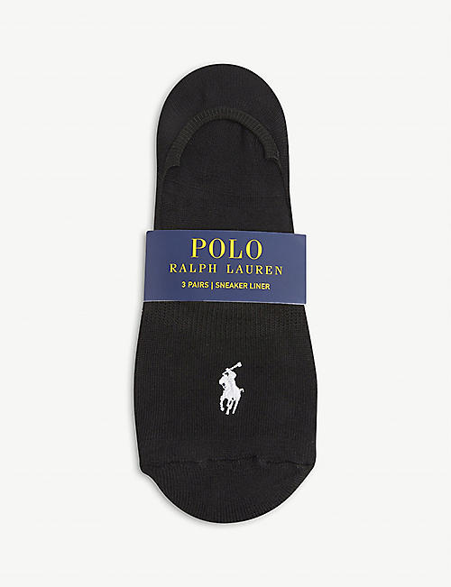 POLO RALPH LAUREN: Pack of three logo-embroidered woven trainer socks
