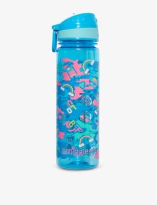 Smiggle Hide Camo-print Plastic Water Bottle 650ml In Blue