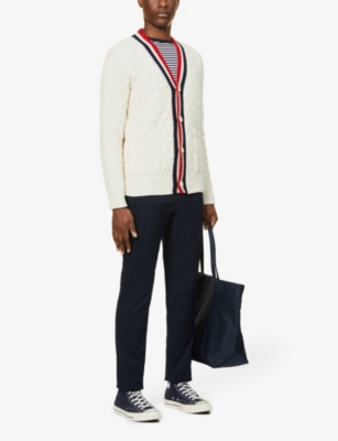 Shop Polo Ralph Lauren Belted Tapered Stretch Slim-fit Stretch-cotton Chino Trousers In Aviator Navy