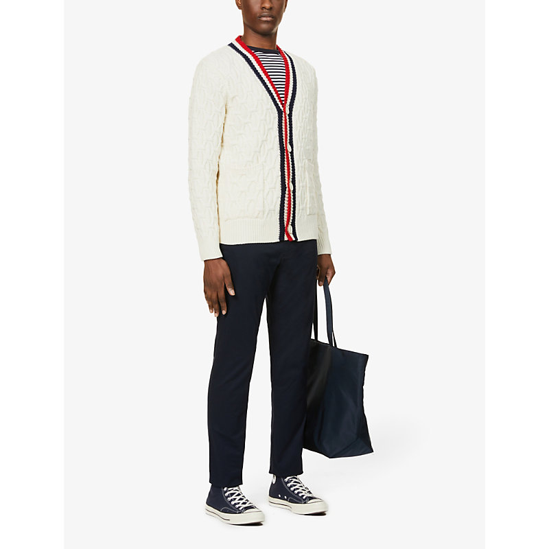 Shop Polo Ralph Lauren Belted Tapered Stretch Slim-fit Stretch-cotton Chino Trousers In Aviator Navy
