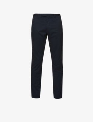 Shop Polo Ralph Lauren Mens Aviator Navy Belted Tapered Stretch Slim-fit Stretch-cotton Chino Trousers