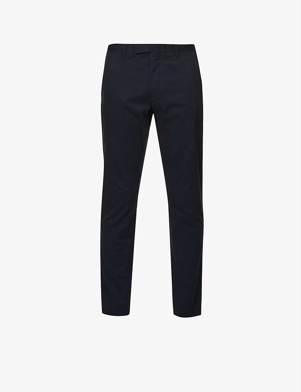Shop Polo Ralph Lauren Men's Aviator Navy Belted Tapered Stretch Slim-fit Stretch-cotton Chino Trousers