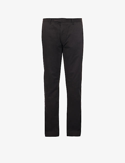 POLO RALPH LAUREN: Belted tapered stretch slim-fit stretch-cotton chino trousers