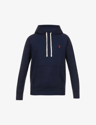 Polo Ralph Lauren Mens Cruise Navy Brand-embroidered cotton-blend Jersey Hoody S