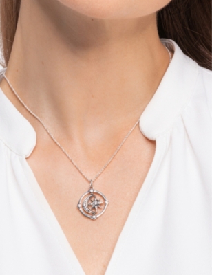 Thomas Sabo Womens White Star & Moon Spinning Sterling Silver And Zirconia Necklace In White