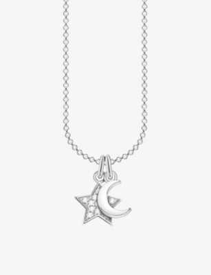 Thomas Sabo Magic Stars Sterling Silver Cubic Zirconia Moon And Star Necklace In White