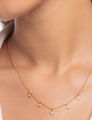THOMAS SABO: Magic Stars Moon and Stars gold-plated sterling silver cubic zironia necklace