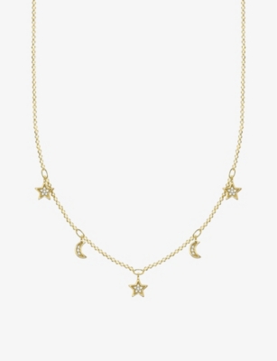 THOMAS SABO: Magic Stars Moon and Stars gold-plated sterling silver cubic zironia necklace
